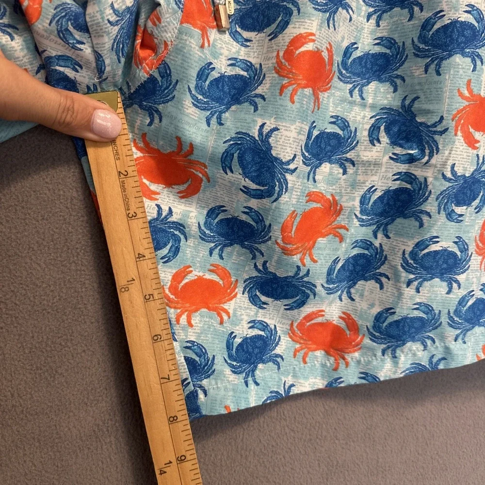 Peter Millar Seaside Swim Trunks Lined Crab Print Mens Size XXL 8